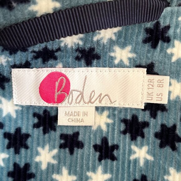 Boden Womens Blue Navy White Star Pattern Corduroy Blazer Jacket Size US 8R - Picture 6 of 8
